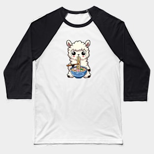 Llama Eating Ramen Soup Baseball T-Shirt